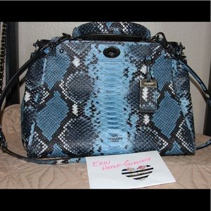 SOLD Coach Gramercy Blue Leather Python Satchel